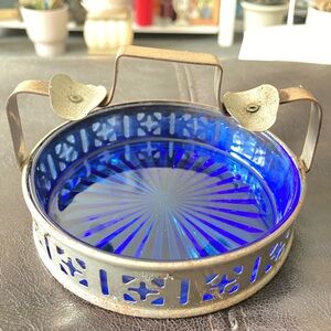 Vintage Blue Glass cobalt ashtray